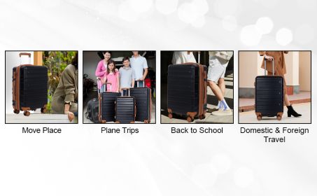 luggage sets 3 piece,carry-on luggage with wheels,check in luggage,28/24/20 inch luggage,tsa approved lock,hardshell suitcase,Blue ,Black - as Pic