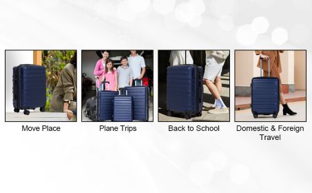 luggage sets 3 piece,carry-on luggage with wheels,check in luggage,28/24/20 inch luggage,tsa approved lock,hardshell suitcase,Blue - as Pic