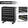 5-Drawer Rolling Tool Chest w/Lock & Key, Tool Storage Cabinet with Wheels, Top Cushion & Drawer Liners, Tool Organizer Box for Garage, Warehouse & Re