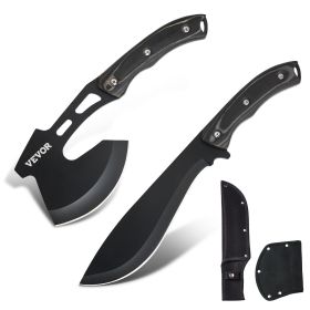 Hunting Knife and Hatchet Axe Combo Set Sheath Fixed Blade Knife Camping - Default