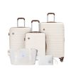 5 Piece Suitcase Set, PP Hardshell Carry on Suitcase Set, Travel Suitcases with Silent plane wheeland TSA Lock WHITE. - as Pic