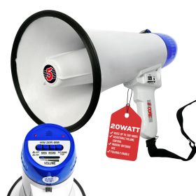5 Core Megaphone Bullhorn Speaker 20W Bull Horn Battery Power Cheer Megafono 300 Meters Range Loudspeaker W Siren Recording Ergonomic Handle for Coach