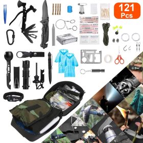 121Pcs Survival Kits Professional Emergency Survival Gear Tactical First Aid Kit Supplies for Outdoor Adventure Camping Hiking Hunting - Black