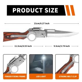 Multifunctional Tactical Knife - High Carbon Stainless Steel Blade, Non-Slip Grip Handle, One-Hand Opening - Ideal for Camping, Hiking & EDC - stainle