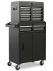 2-in-1 Rolling Tool Chest with 5 Sliding Lockable Drawers - Black