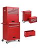 2-in-1 Rolling Tool Chest with 5 Sliding Lockable Drawers - Red