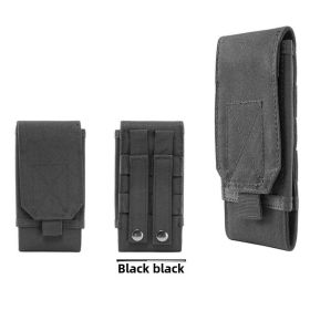 Vertical military fan leisure fashion cell phone waist pack outdoor tactical waterproof sports cell phone bag men's waist bag - black