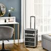 Black Rolling Makeup Train Case Large Storage Cosmetic Trolley Lockable Cart Trunk Swivel Wheels Keys - Black