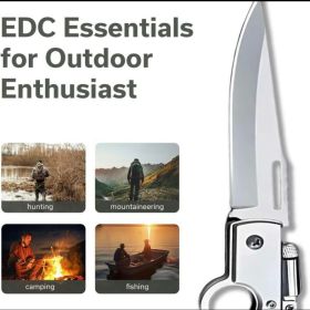 CampingGearGoals Portable Tactical Knife with Quick-Deploy Feature - stainless steel