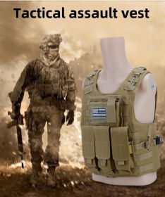 AmphibiousJungle Equipment Game Training Tactical Bottom Shirt Multifunctional Military Vest, Camouflage Outdoor Quick Release Tactical Vest - black