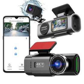 4K Front + 1080P Rear Mini Dash Cam w/ WiFi & Free 64 GB Card | 140Â°/120Â° Wide-Angle Loop Recording | G-Sensor, Night Vision, Aluminum Alloy
