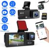 WiFi FHD 1080P Car Dash Cam 3 Channels Front Rear Inside Dash Camera with Loop Recording Reversing Image Night Vision 170Â° Wide Angle Support 64G