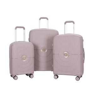 Hardshell Suitcase Double Spinner Wheels PP Luggage Sets Lightweight Durable Suitcase with TSA Lock,3-Piece Set (20/24/28) , Griege - as Pic