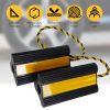 Heavy Duty Rubber Wheel Chocks Tire Chocks Wheel Immobilizers with Nylon Rope Yellow Reflective Stripes for RVs Trucks Trailers Small Airplanes - blac