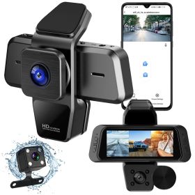 1080P FUD 3 Channel WiFi Dash Cam 170Â° Wide Angle Triple Car Camera With IR Night G-Sensor Motion Detection Loop Recording App Control Support 128G M