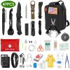 47Pcs Emergency Survival Kit Survival EDC Gear Equipment Tool First Aid Supplies Kit Tools with Pouch for Hiking Hunting Disaster Camping Adventure -