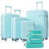 4 Piece Luggage Set with Compression Packing Cubes for Suitcase Expanable Spinner Wheels Lightweight Suitcase with TSA Lock 16 IN+20IN+24IN+28IN - as