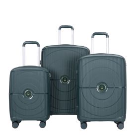 NEW Hardshell Suitcase Double Spinner Wheels PP Luggage Sets Lightweight Durable Suitcase with TSA Lock,3-Piece Set (20/24/28) , Green - as Pic