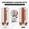 luggage sets 3 piece,carry-on luggage with wheels,check in luggage,28/24/20 inch luggage,tsa approved lock,hardshell suitcase,Blue ,Beige - as Pic