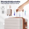 luggage sets 3 piece,carry-on luggage with wheels,check in luggage,28/24/20 inch luggage,tsa approved lock,hardshell suitcase,Blue ,Beige - as Pic