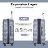 Expandable 3 Piece Luggage Sets PC Lightweight & Durable Suitcase with Two Hooks, Spinner Wheels, TSA Lock, (21/25/29) Gray - as Pic