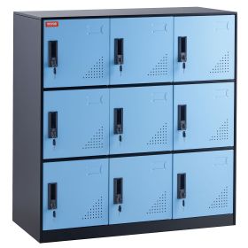 VEVOR Metal Locker for Employees, 9 Doors Storage Cabinet with Card Slot, Employee Lockers with Keys, 66lbs Loading Capacity office Storage Lockers fo