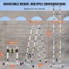 Telescoping Extension Ladder 12.5FT A-Shape w/ Stabilizer Bar for RV - 12.5 ft