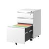 3 Drawer Mobile File Cabinet with Lock,Metal Filing Cabinets for Home Office Organizer Letters/Legal/A4,Fully Assembled,White - as Pic