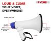 5 CORE Megaphone 20W Bull Horn 300 Yard Range w Loud Siren Portable Volume Control Voice Amplifier Horn Cheer Noise Maker for Coaches Sporting Event P