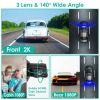 2K Car DVR 3 Channel Dash Cam Camcorder Camera Recorder with 140Â° Angle GPS WiFi Night Vision G-sensor Loop Recording Parking Monitor - Black