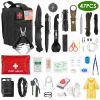 47Pcs Emergency Survival Kit Survival EDC Gear Equipment Tool First Aid Supplies Kit Tools with Pouch for Hiking Hunting Disaster Camping Adventure -