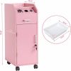 Hair Salon Storage Cart with Wheels & 3 Hair Dryer Holders & 4 Drawers & Lock & 2 Keys, Hairdressing Tools Station Mobile Makeup Case pink - as pictur