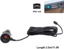 Universal Cigarette Lighter Power Cable for Dash Camera, with USB Charger and Switch Button (Mini USB 11.5ft) - MINI