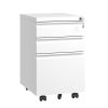 3 Drawer Mobile File Cabinet with Lock,Metal Filing Cabinets for Home Office Organizer Letters/Legal/A4,Fully Assembled,White - as Pic