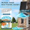 VEVOR Smart Bird Feeder with Camera AI Identify 10000+ Bird Specie Solar-Powered - 2 Panels on Roof Side + 1 External 3W Panel - Blue