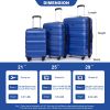 3 Piece Luggage Sets PC Lightweight & Durable Expandable Suitcase with Two Hooks, Spinner Wheels, TSA Lock, (21/25/29) Dark Blue - as Pic