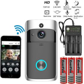 Smart Wireless WiFi Video Doorbell Phone Door Ring Intercom Security Camera Bell - Doorbell + Battery + Charger