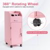 Hair Salon Storage Cart with Wheels & 3 Hair Dryer Holders & 4 Drawers & Lock & 2 Keys, Hairdressing Tools Station Mobile Makeup Case pink - as pictur