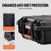 VEVOR 0.56 Cu.ft Weatherproof Hard Case with Handle Clips Padlock Holes PU Foam Protect Pistol, Microphone, and Camera Equipment - 0.6 cu.ft