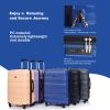 3 Piece Luggage Sets PC Lightweight & Durable Expandable Suitcase with Two Hooks, Spinner Wheels, TSA Lock, (21/25/29) Dark Blue - as Pic