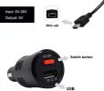 Universal Cigarette Lighter Power Cable for Dash Camera, with USB Charger and Switch Button (Mini USB 11.5ft) - MINI
