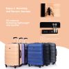 Expandable 3 Piece Luggage Sets PC Lightweight & Durable Suitcase with Two Hooks, Spinner Wheels, TSA Lock, (21/25/29) Peach - as Pic