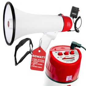5Core Megaphone Bullhorn Speaker 50W Bull Horn Cheer Megafono 300M - (M) +Recording +USB