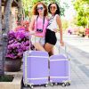 Hardshell Luggage Sets with Bags Lightweight Suitcase Double Spinner Wheels with TSA Lock ,Single Vintage Luggage 28 IN,Purple - as Pic