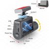 Dual Front Rear Dash Cam 2K QHD +1080p 2" Display 140Â° Wide Angle Monitoring Range Monitoring Dash Camerca with GPS Super Night Vision G-Sensor - Das