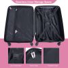 luggage 4-piece ABS lightweight suitcase with rotating wheels, 24 inch and 28 inch with TSA lock, (16/20/24/28) PINK - as Pic