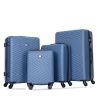 luggage 4-piece ABS lightweight suitcase with rotating wheels, 24 inch and 28 inch with TSA lock, (16/20/24/28) BLUE - as Pic