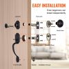VEVOR Front Door Handle and Deadbolt Set, Matte Black Front Door Lock Set with Interior Knob, Adjustable Hole Spacing Single Cylinder Handleset