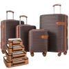 4 Piece Luggage Set Suitcase Set, ABS Hard Shell Lightweight Expandable Travel Luggage with 4 Packing Cubes, TSA Lock, Spinner Wheels for Men Women(16