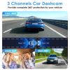 Car Dash Cam 3 Channel with Infrared Night Vision (4 IR Lights/Per Side), 1080P Front & 480P Inside/Rear Cameras, Parking Reverse Image